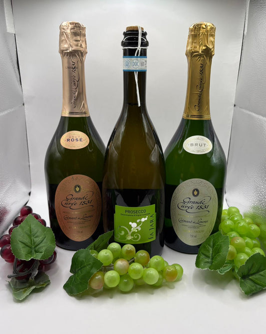 Schaumwein Set 3 Flaschen Crémant de Limoux Rosé, Blanc & Prosecco Probierpaket