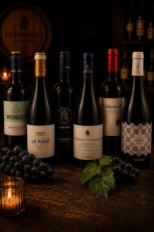 Rotwein Probierpaket Europa 6 Flaschen Primitivo Rioja Côtes du Rhône Weinset